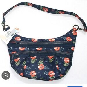 Lug Aloha Navy Hobo Crossbody Bag Lightweight Travel Everyday Shoulder Bag